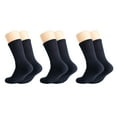 thumbnail image 1 of Solid Cotton Cushion Crew Socks for Women and Men Dark Navy 3 Pairs Size 10-13, 1 of 9