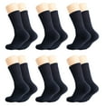 thumbnail image 1 of Solid Cotton Cushion Crew Socks for Women and Men Dark Navy 6 Pairs Size 10-13, 1 of 9