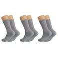 thumbnail image 1 of Solid Cotton Cushion Crew Socks for Women and Men Gray 3 Pairs Size 9-11, 1 of 9