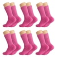 thumbnail image 1 of Solid Cotton Cushion Crew Socks for Women and Men Hot Pink 6 Pairs Size 9-11, 1 of 9