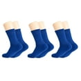 thumbnail image 1 of Solid Cotton Cushion Crew Socks for Women and Men Parliament Blue 3 Pairs Size 9-11, 1 of 9