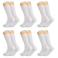 thumbnail image 1 of Solid Cotton Cushion Crew Socks for Women and Men White 6 Pairs Size 10-13, 1 of 9