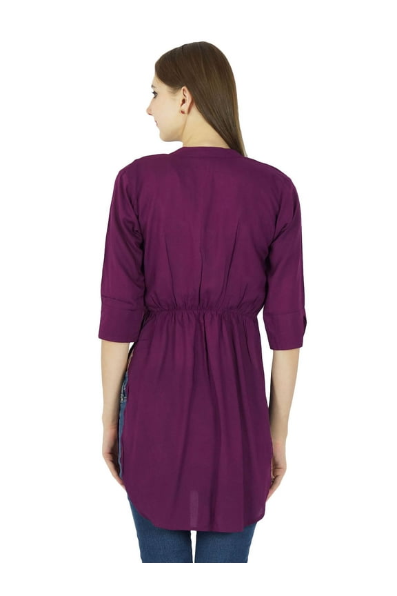 Solid Cotton Kurti Casual Dress Indian Ethnic Bollywood Top Tunic Women Kurta