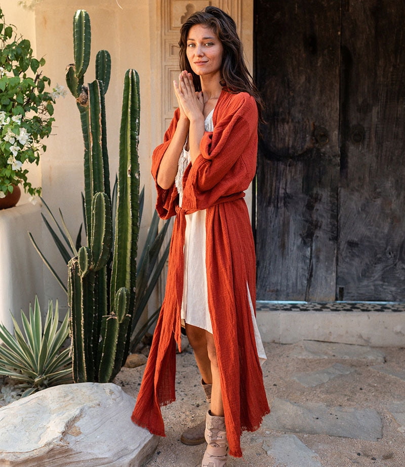 Solid Cotton Linen Bikini Cover Up Kaftan Long Tunic Loose Split