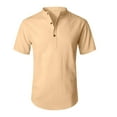 thumbnail image 1 of Solid Cotton Linen Henley Shirts Men's Casual Loose Fit Moisture Wicking Summer Tees Cozy Soft Pullover Loungewear, 1 of 6