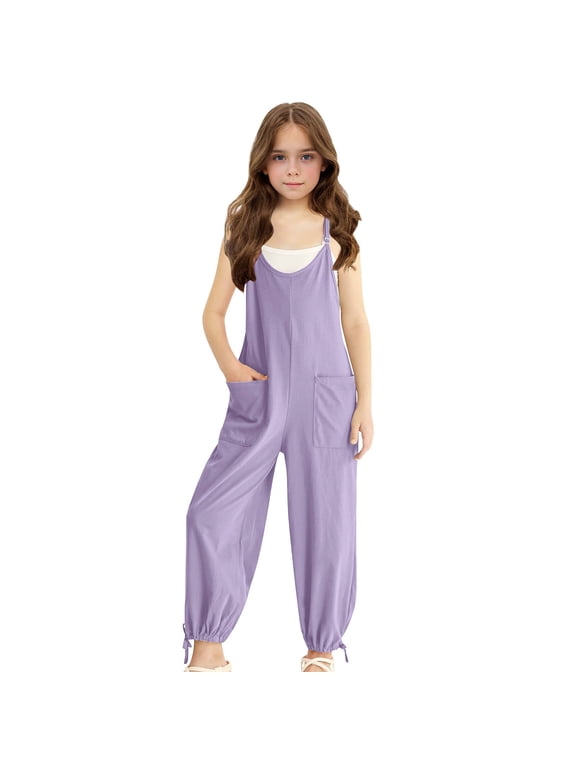 Solid Cotton Pocket Jumpsuit Summer Overall Casual Playsuit
