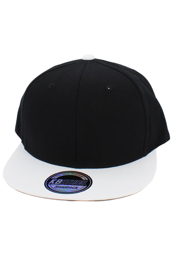 Solid Cotton Snapback Flat Brim Baseball Cap Adjustable Classic 6 Panel Hat
