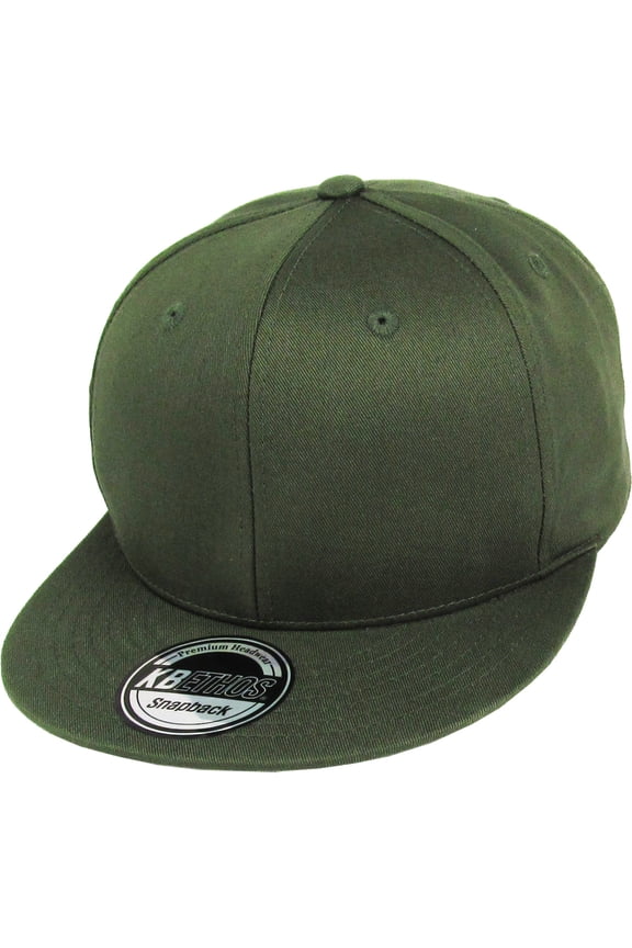 Solid Cotton Snapback Flat Brim Baseball Cap Adjustable Classic 6 Panel Hat