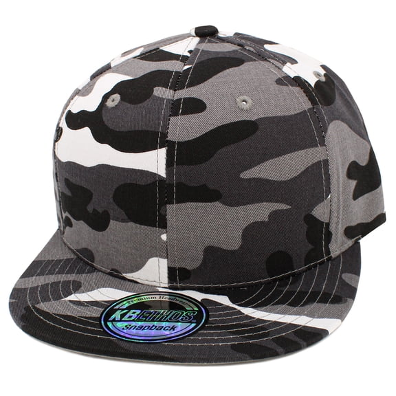 Solid Cotton Snapback Flat Brim Baseball Cap Adjustable Classic 6 Panel Hat