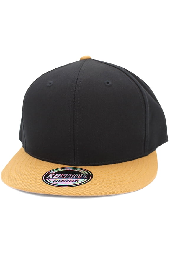 Solid Cotton Snapback Flat Brim Baseball Cap Adjustable Classic 6 Panel Hat