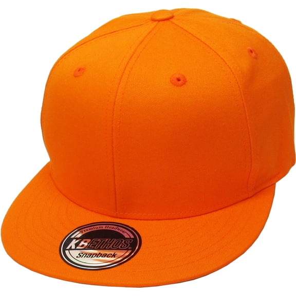 Solid Cotton Snapback Flat Brim Baseball Cap Adjustable Classic 6 Panel Hat