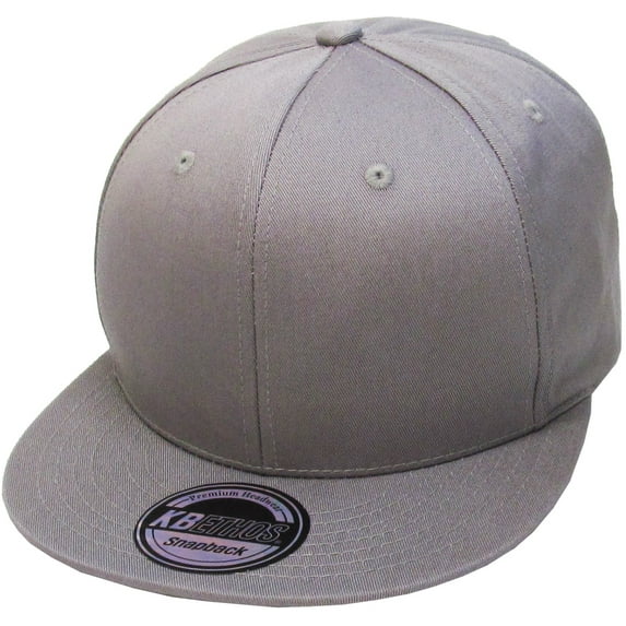 Solid Cotton Snapback Flat Brim Baseball Cap Adjustable Classic 6 Panel Hat