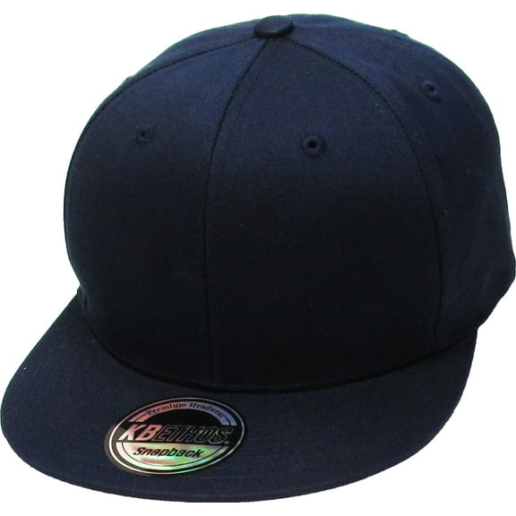 Solid Cotton Snapback Flat Brim Baseball Cap Adjustable Classic 6 Panel Hat