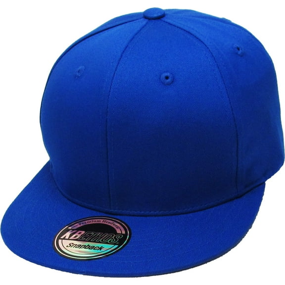 Solid Cotton Snapback Flat Brim Baseball Cap Adjustable Classic 6 Panel Hat