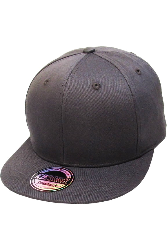 Solid Cotton Snapback Flat Brim Baseball Cap Adjustable Classic 6 Panel Hat