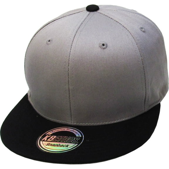 Solid Cotton Snapback Flat Brim Baseball Cap Adjustable Classic 6 Panel Hat