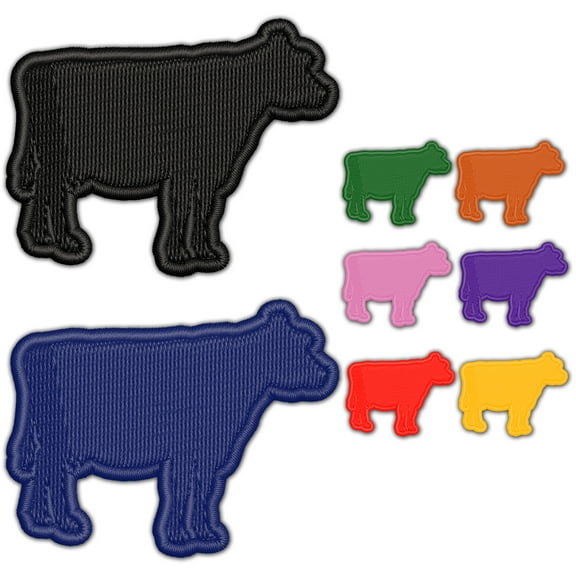 Solid Cow Farm Animal Applique Embroidered Iron-On Patch - 2.5 Inch Small - Yellow