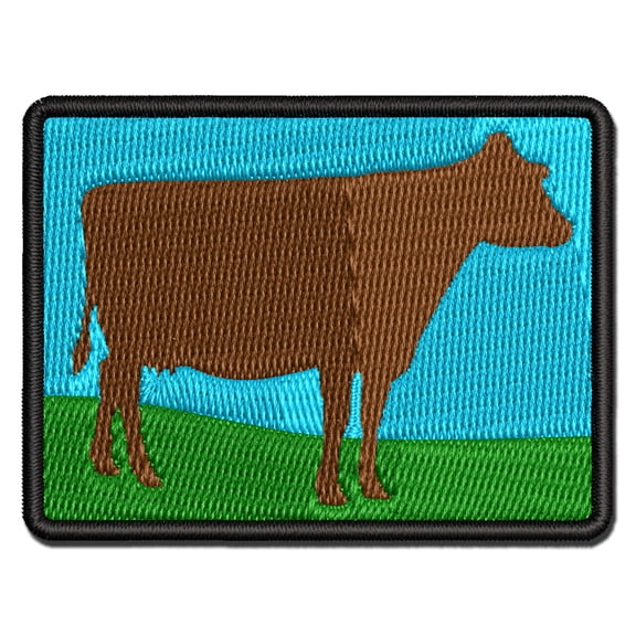 Solid Cow Farm Animal Applique Multi-Color Embroidered Iron-On Patch - 2.0 Inch Mini