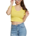 thumbnail image 1 of Womens Solid Cropped V Neck Tee, 1 of 2