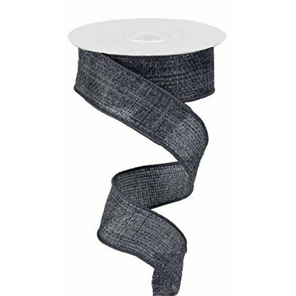 Solid Cross Burlap Wired Ribbon: Grey Gray - 1.5 Inches x 100 Feet (33.3 Yards)