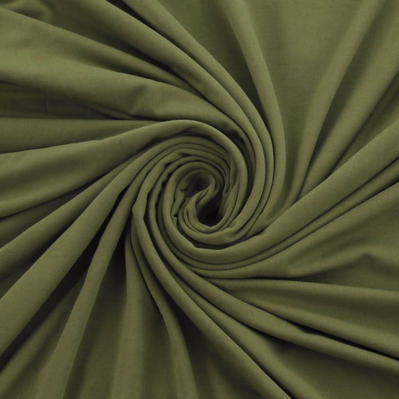 Solid DBP Fabric - Double Brushed Polyester  4 Way Stretch - Moss Green - 6 Inch Strip