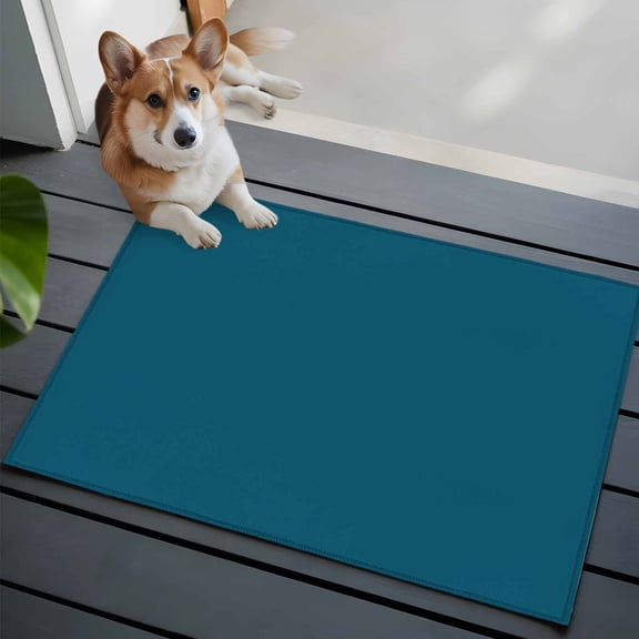 Solid Dark 2x3 Area Rugs for Living Room, Teal Non Slip Floor Mat Washable Low-Profile Indoor Carpet for Bedroom, Dining Room, Bathroom