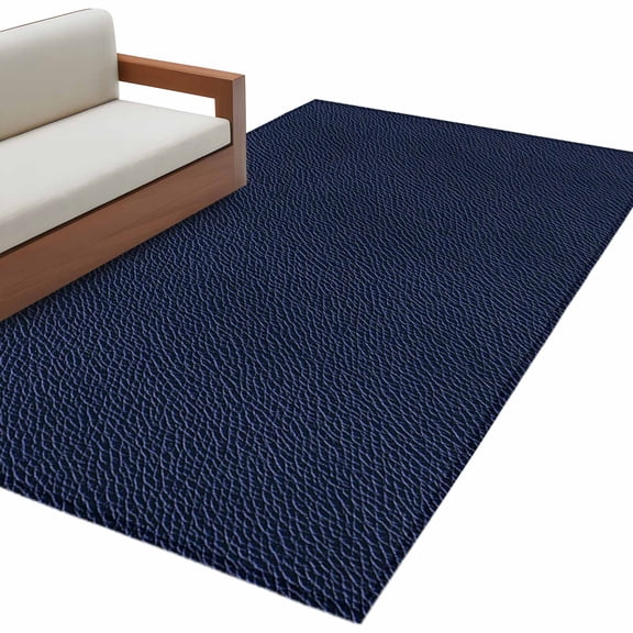 Solid Dark Blue 3'x5' Washable Rug, Minimalism Abstract Denim Texture Non-Slip Area Rugs for Entryway Kitchen Classroom, Dorm Throw Carpet, Low Pile Soft Indoor Floor Mat