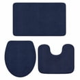 thumbnail image 1 of Solid Dark Blue Bath Mat 3 Piece Bathroom Rug Set, Minimalism Abstract Denim Texture Non Slip Bath Rug Contour Mat and Toilet Lid Cover, Absorbent Shower Mats Soft Bath Rugs and Mats Sets, 1 of 8