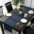 thumbnail image 1 of Solid Dark Blue Cotton Linen Small Table Runner 13 x 48 inch Minimalism Abstract Denim Texture Non-slip Rectangular Dining Table Decor for Wedding Party Holiday Dinner, 1 of 8