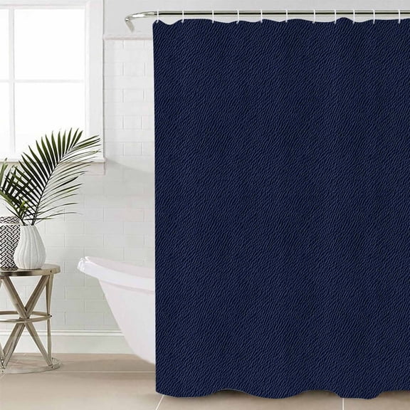 Solid Dark Blue Extra Long Shower Curtain Set, Waterproof Shower Curtains for Bathroom, Minimalism Abstract Denim Texture Washable Fabric Cloth Bath Curtain for Bathtub with Hooks 72x96 Inches