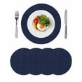 thumbnail image 1 of Solid Dark Blue Round 13 Inch Placemats Set of 4, Minimalism Abstract Denim Texture HeatResistant Non Slip Place Mats for Dining Table, Wipeable Braided Kitchen Table Mats for Housewarming, 1 of 9