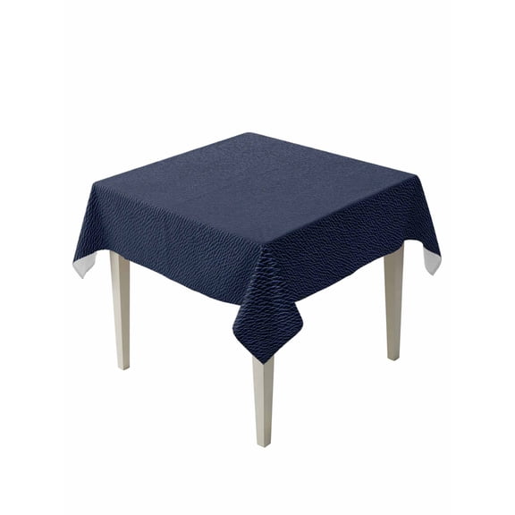 Solid Dark Blue Table Cloth, Minimalism Abstract Denim Texture Waterproof Tablecloth for Square Tables, Reusable Washable Fabric Table Cover for Restaurant Kitchen Dining Tables 54"x54"