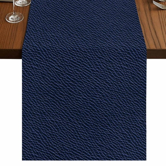 Solid Dark Blue Table Runner 108 Inches Long,Minimalism Abstract Denim Texture Cotton Linen Table Runners Dresser Scarves,Fabric Tabletop Scarf Furniture Cover for Home Dinner Party 13"x108"