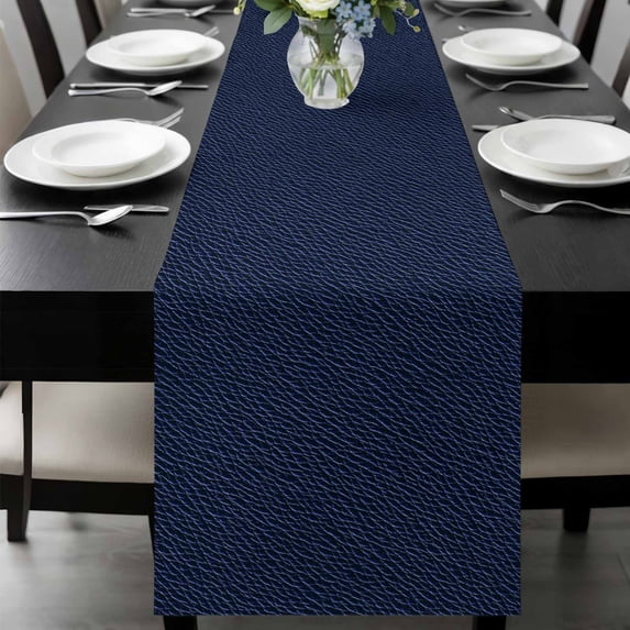 Solid Dark Blue Table Runner 120 Inches Long, Minimalism Abstract Denim Texture Kitchen Coffee Dining Table Decoration for Home Party Birthday Wedding Home Decor 13x120 Inches