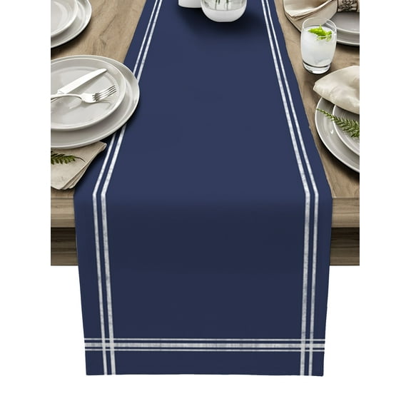Solid Dark Blue, Table Runner Pure Color Tablerunners 13 x 70 Inch, Table Decorations Tabletop Scarf for Summer Gathering Holiday Farmhouse Kitchen Dining Decor