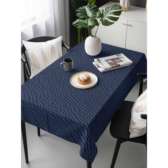Solid Dark Blue Tablecloth Rectangle Table Cloth 60x120, Waterproof Tablecloth Outdoor Table Cloth, Minimalism Abstract Denim Texture Washable Table Cover for Kitchen Dinning Party