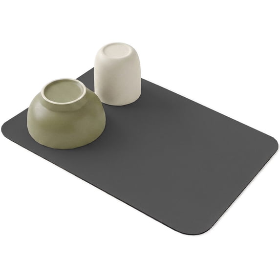Solid Dark Gray Dish Drying Mat,Absorbent Diatomaceous Earth Mats ...