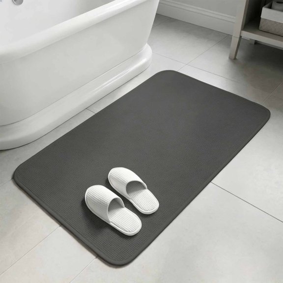 Solid Dark Gray Door Mat,Indoor Outdoor Welcome Doormat Minimalist Pure Color Art Absorbent Linen Front Door Mats Non-Slip Entrance Rug for Kitchen Bathroom Entryway,16x24in
