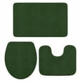 thumbnail image 1 of Solid Dark Green Bath Mat 3 Piece Bathroom Rug Set, Retro Minimalism Abstract Denim Texture Non Slip Bath Rug Contour Mat and Toilet Lid Cover, Absorbent Shower Mats Soft Bath Rugs and Mats Sets, 1 of 8