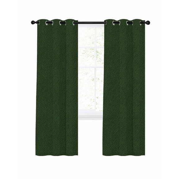 Solid Dark Green Blackout Curtains, Light Blocking Print Window Curtains, Retro Minimalism Abstract Denim Texture Thermal Insulated Window Drapes for Living Room 2 Panels, 84"W x 84"L