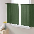 thumbnail image 1 of Solid Dark Green Semi Sheer Curtains 45 Inch Length 2 Panels Set, Retro Minimalism Abstract Denim Texture Sheer Kitchen Curtain Privacy Voile Window Curtain for Living Room Bedroom Rod Pocket Drapes, 1 of 7