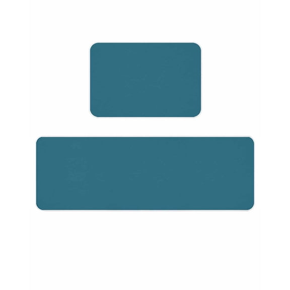 Solid Dark Kitchen Mats for Floor 2 Piece, Teal Absorbent Non-Slip Kitchen Rugs Comfort Standing Mat for Laundry, Hallways 20"x24"+20"x48"