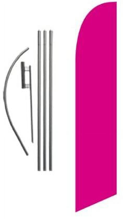 Solid Dark Pink Outdoor Feather Banner Swooper Flag Sign with Flag Pole Kit and Ground Stake
