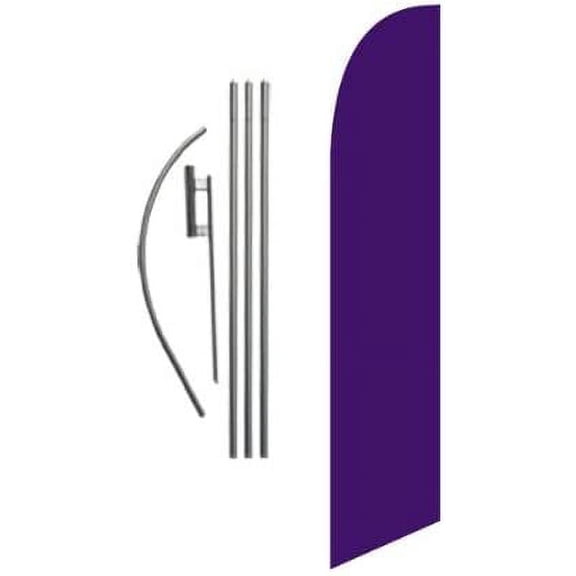 Solid Dark Purple Advertising Feather Banner Swooper Flag Sign with Flag Pole Kit and Ground Stake