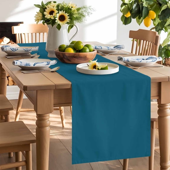 Solid Dark Table Runner, Teal Washable Kitchen Table Runners Dress Scarves for Dining Table Decorations Party/Restaurant/Indoor Outdoor Use, 13x72in