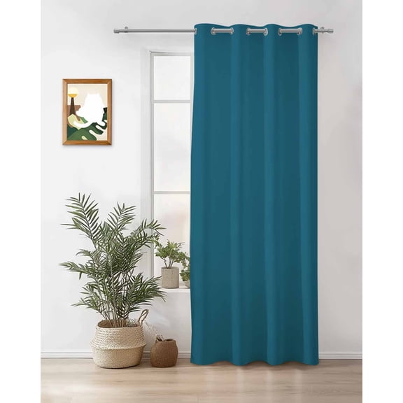 Solid Dark Thermal Insulated Blackout Curtains for Bedroom 84 Length Teal Room Darkening Curtain 1 Panel Grommet Window Curtain Drape for Living Room Nursery Room