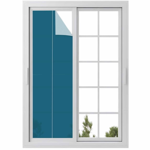 Solid Dark Window Privacy Film Teal Decorative Glass Window Film UV Blocking Static Cling Non-Adhesive Sticker Covering for Home Door 29.5 x 118 inches