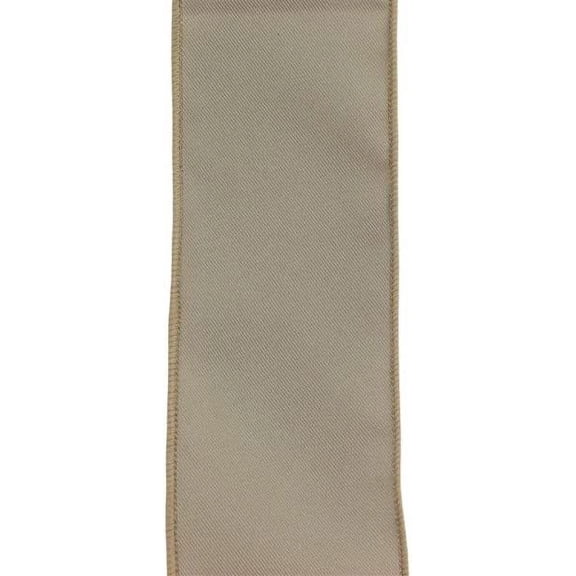Solid Diagonal Weave Wired Edge Ribbon, 10 Yards (2.5 Inch, Taupe)
