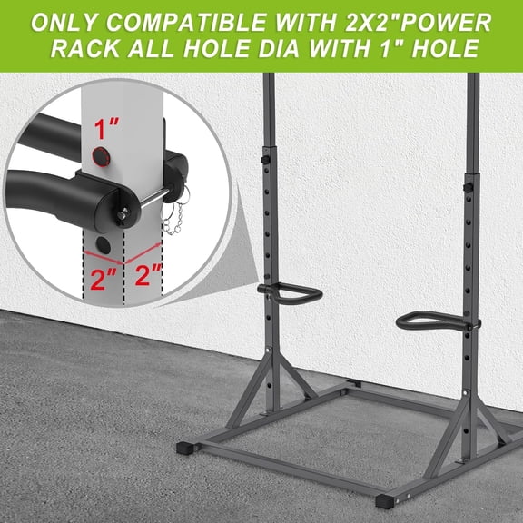 Solid Dip Bar Attachment for 2" x 2" or 3" x 3" Power Cage Squat Rack, Set of 2