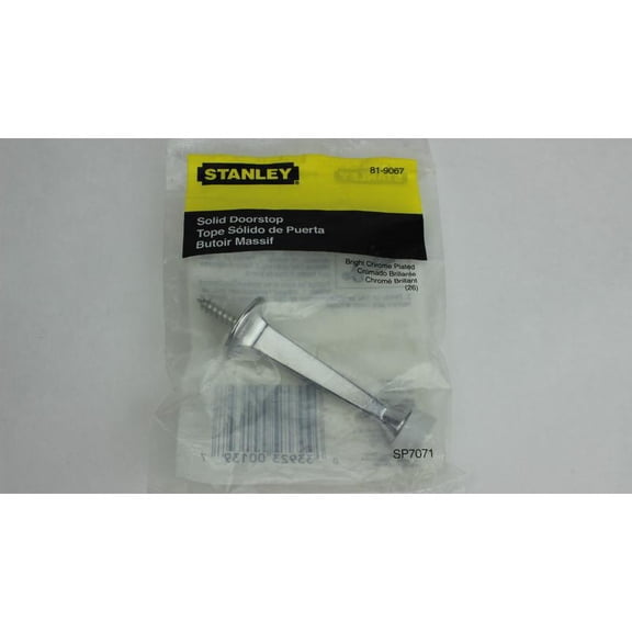 Solid Door Stop 3" Stanley Door Stops 81-9067 Bright Chrome Zinc 033923001397